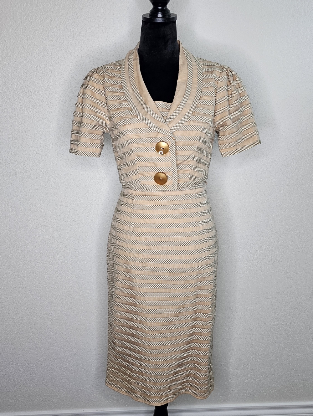 Betsey Johnson Vintage 80's 2 Piece Gingham Stripe Dress Suit Size 6